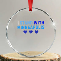 I Stand With Minneapolis Crystal Glass Ornament Blue Heart Solidarity Support Minnesota Strong