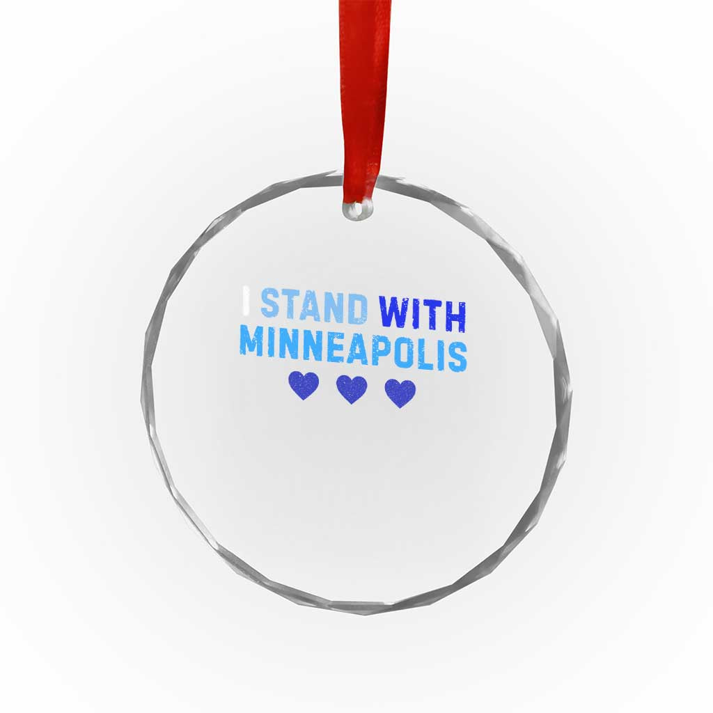 I Stand With Minneapolis Crystal Glass Ornament Blue Heart Solidarity Support Minnesota Strong