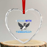 I Stand With Minneapolis Heart Crystal Glass Ornament Loon Minnesota Resist Anti ICE Immigration Protest