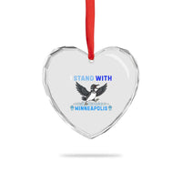 I Stand With Minneapolis Heart Crystal Glass Ornament Loon Minnesota Resist Anti ICE Immigration Protest
