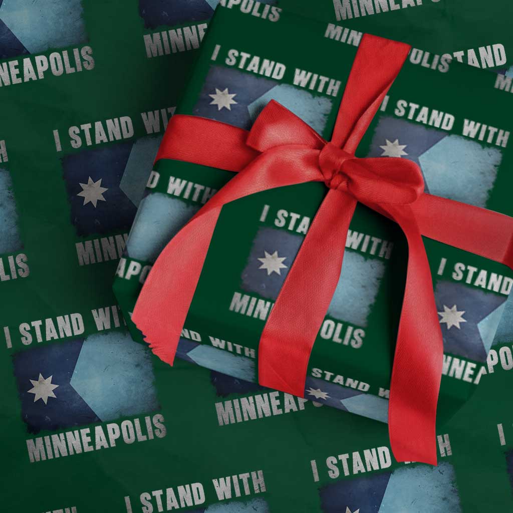 I Stand With Minneapolis Wrapping Paper Roll Social Justice and Immigration Protest MN Flag