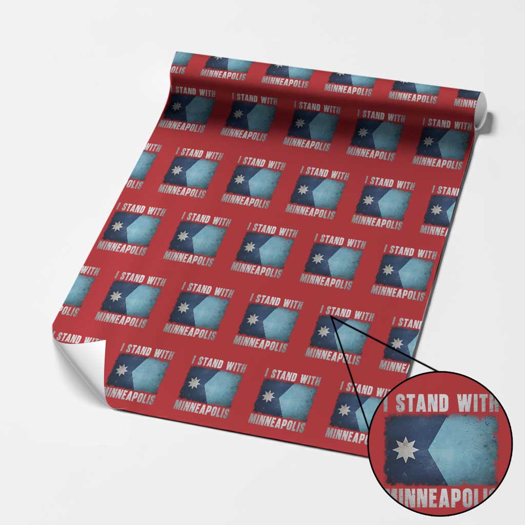 I Stand With Minneapolis Wrapping Paper Roll Social Justice and Immigration Protest MN Flag