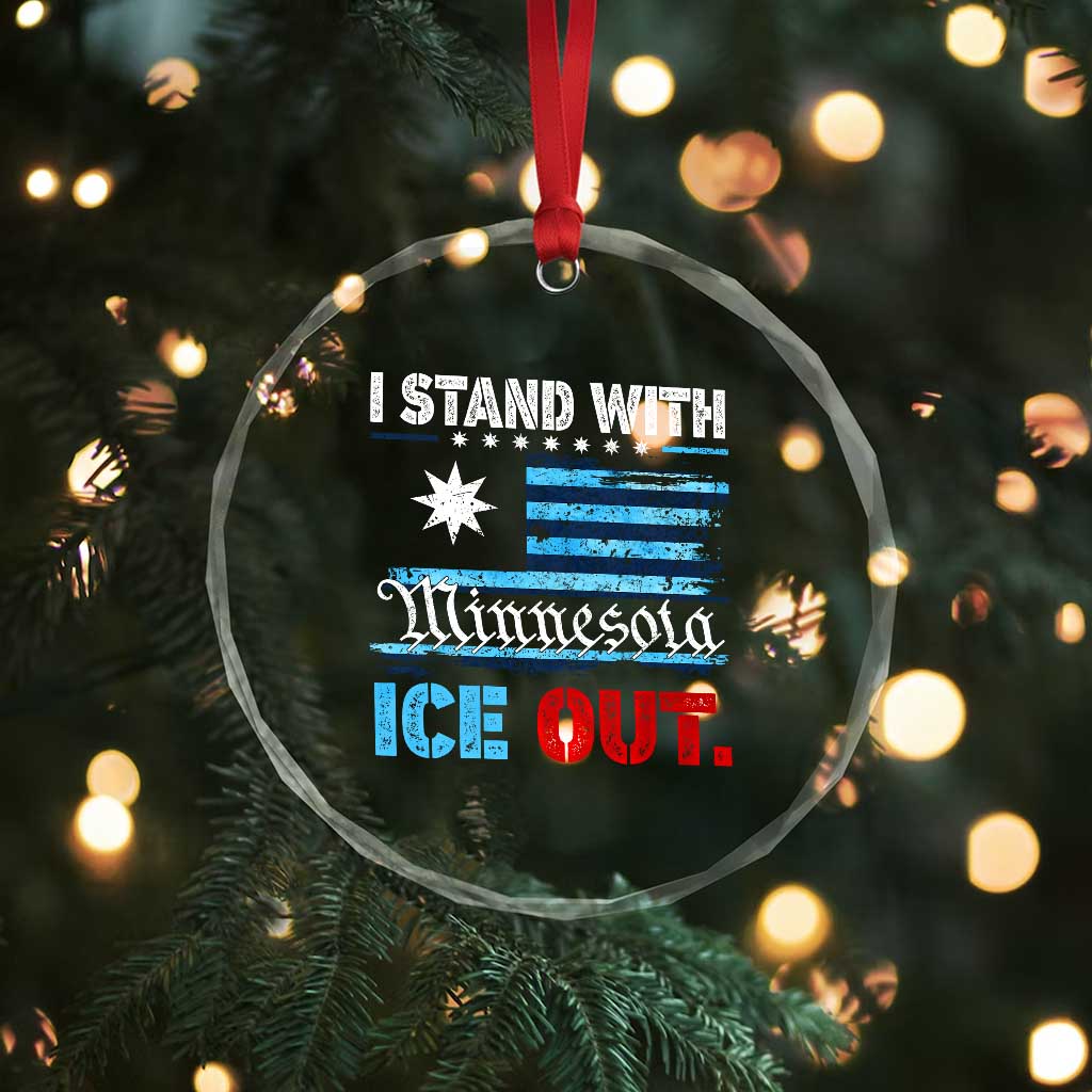 I Stand With Minnesota Crystal Glass Ornament Minnesota Flag Anti ICE Immigration Protest
