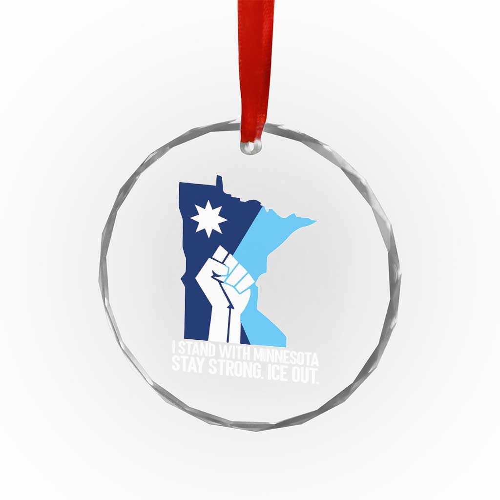 I Stand With Minnesota Crystal Glass Ornament Minnesota Flag Anti ICE Immigration Protest Resist
