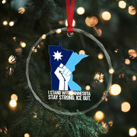 I Stand With Minnesota Crystal Glass Ornament Minnesota Flag Anti ICE Immigration Protest Resist