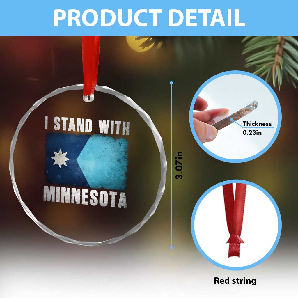 I Stand With Minnesota Crystal Glass Ornament MN State Support Political Protest