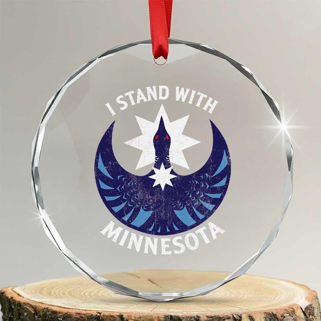 I Stand With Minnesota Crystal Glass Ornament Rebel Common Loon Minnesota Protest