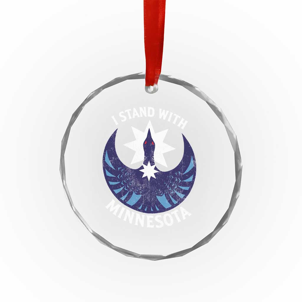 I Stand With Minnesota Crystal Glass Ornament Rebel Common Loon Minnesota Protest