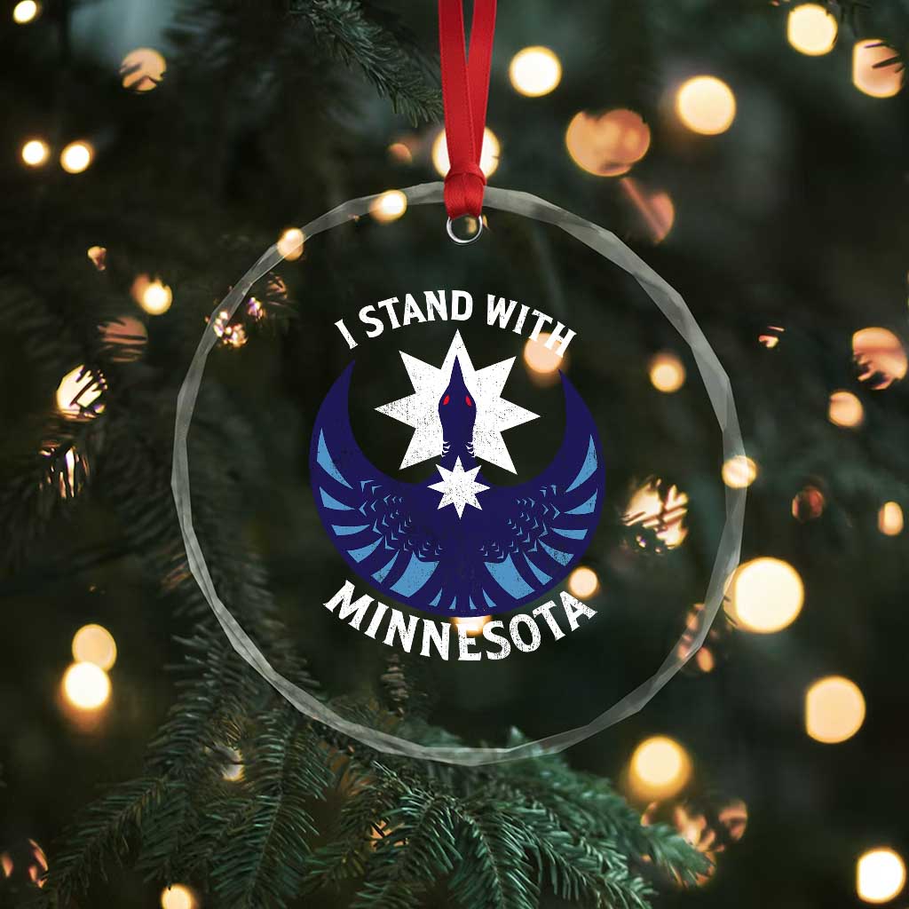 I Stand With Minnesota Crystal Glass Ornament Rebel Common Loon Minnesota Protest