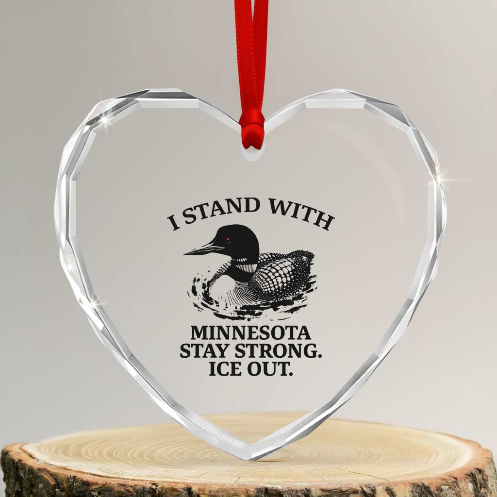 I Stand With Minnesota Heart Crystal Glass Ornament Minnesota Anti ICE Immigration Protest
