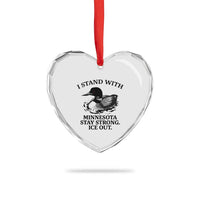 I Stand With Minnesota Heart Crystal Glass Ornament Minnesota Anti ICE Immigration Protest