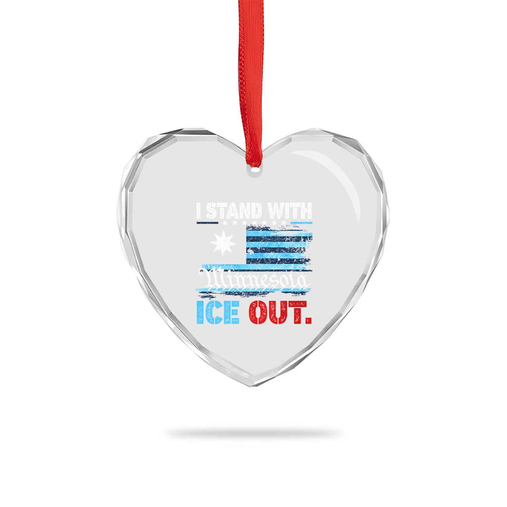 I Stand With Minnesota Heart Crystal Glass Ornament Minnesota Flag Anti ICE Immigration Protest