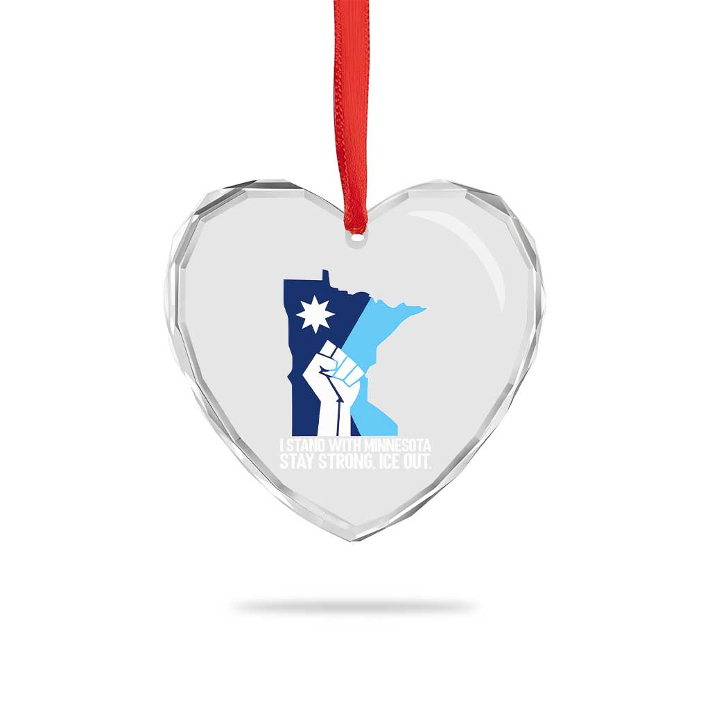 I Stand With Minnesota Heart Crystal Glass Ornament Minnesota Flag Anti ICE Immigration Protest Resist