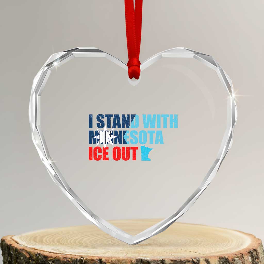 I Stand With Minnesota Heart Crystal Glass Ornament Minnesota Resist Anti ICE Immigration Protest