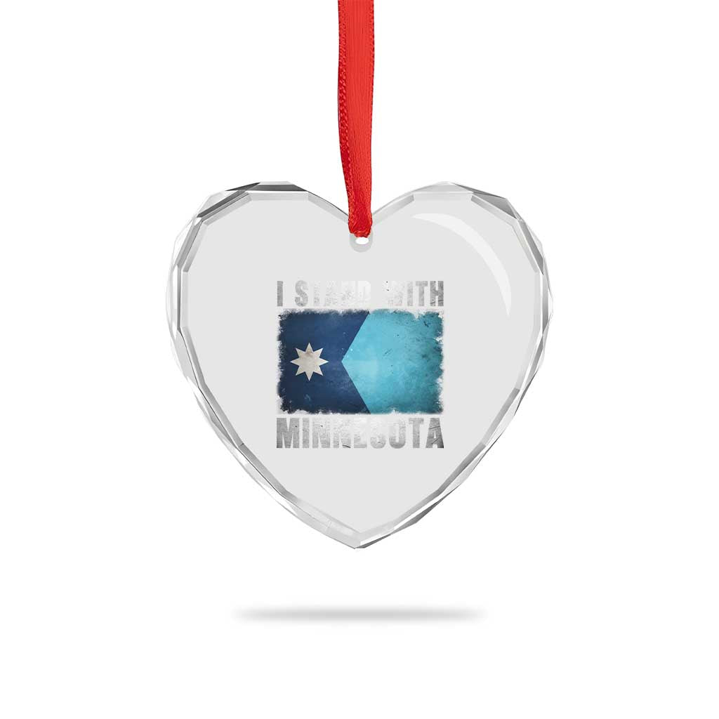 I Stand With Minnesota Heart Crystal Glass Ornament MN State Support Political Protest