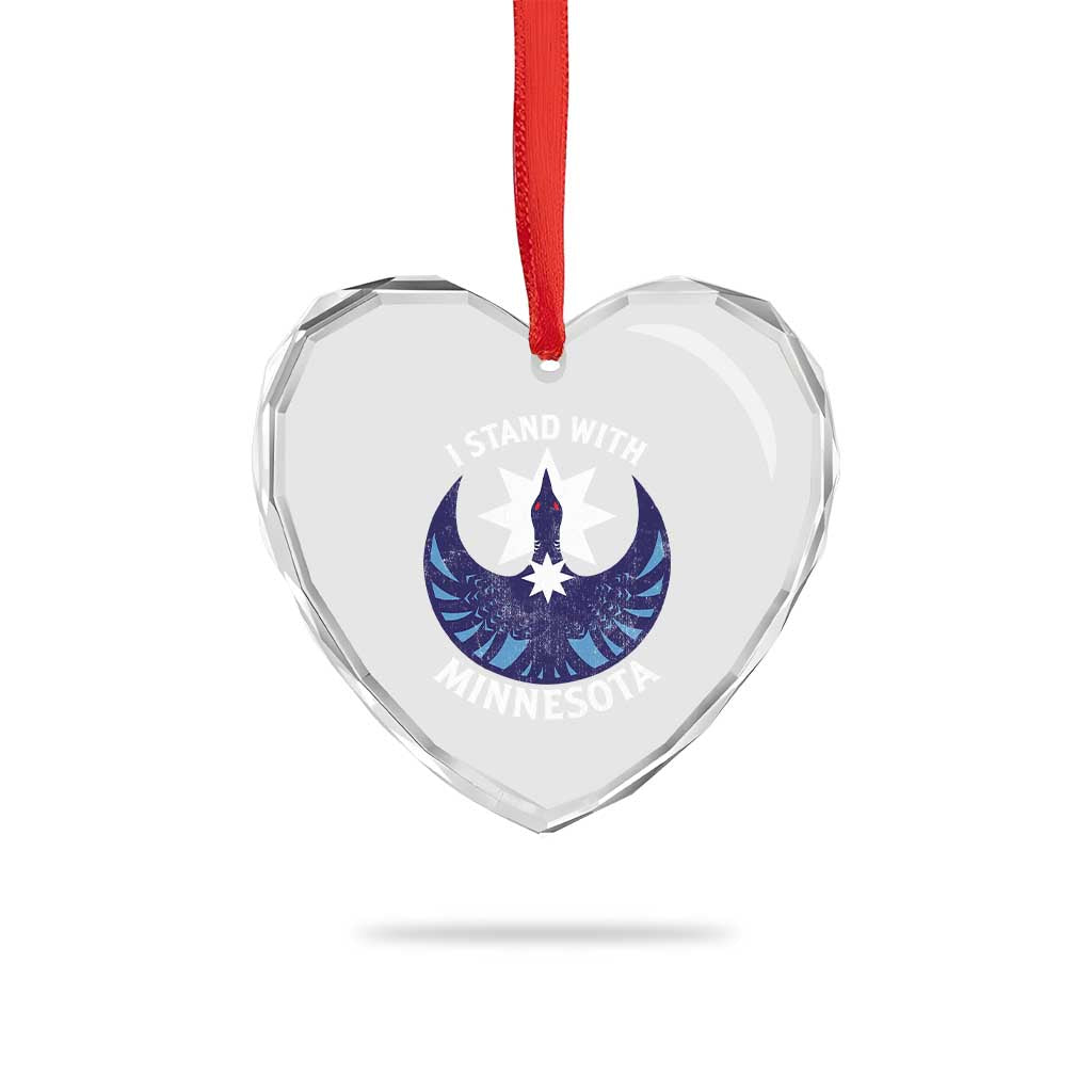 I Stand With Minnesota Heart Crystal Glass Ornament Rebel Common Loon Minnesota Protest