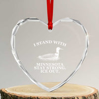 I Stand With Minnesota Resist Loon Heart Crystal Glass Ornament Stay Strong Ice Out Protest