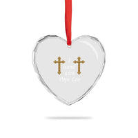 I Stand With Pope Leo Faith Graphic Heart Crystal Glass Ornament Catholic Ornate Gold Cross