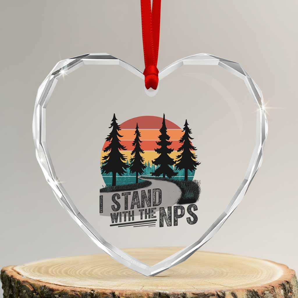 I Stand With The NPS Heart Crystal Glass Ornament National Park Support Park Rangers - Wonder Print Shop