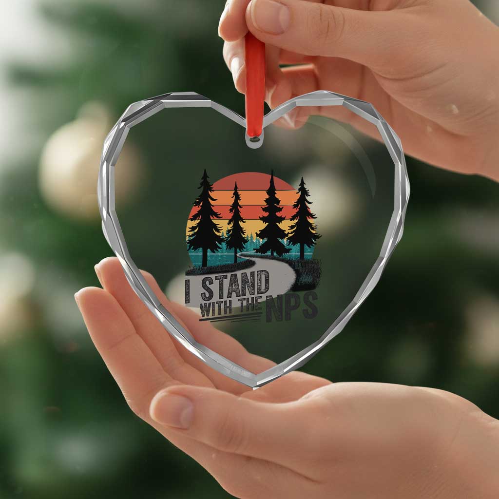I Stand With The NPS Heart Crystal Glass Ornament National Park Support Park Rangers - Wonder Print Shop
