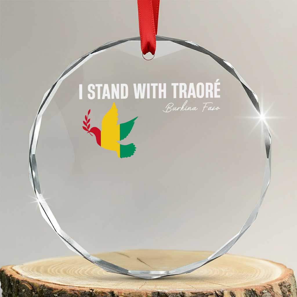I Stand With Traoré Crystal Glass Ornament Burkina Faso Peace Dove - Wonder Print Shop