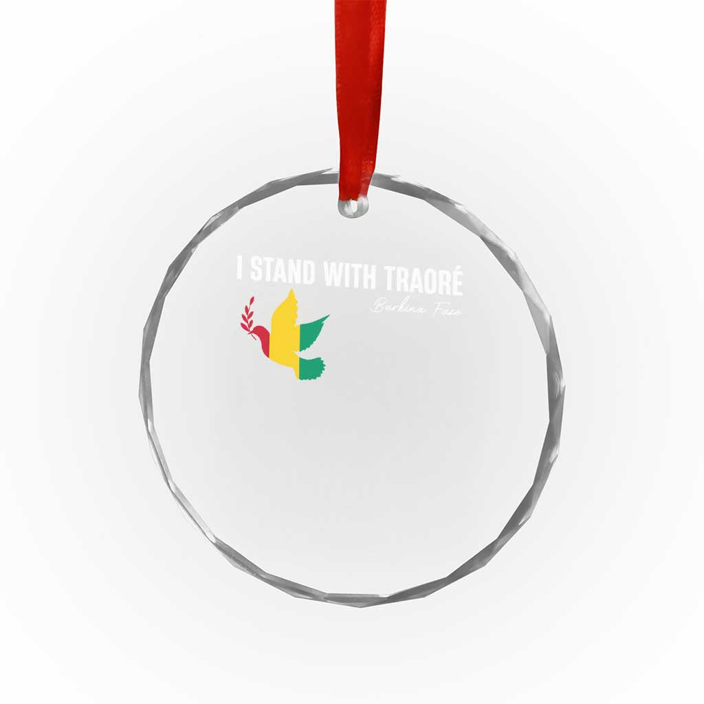 I Stand With Traoré Crystal Glass Ornament Burkina Faso Peace Dove TS02