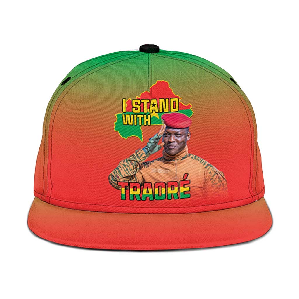 I Stand With Traore Snapback Cap Burkina Faso Flag Map - African Pattern - Wonder Print Shop