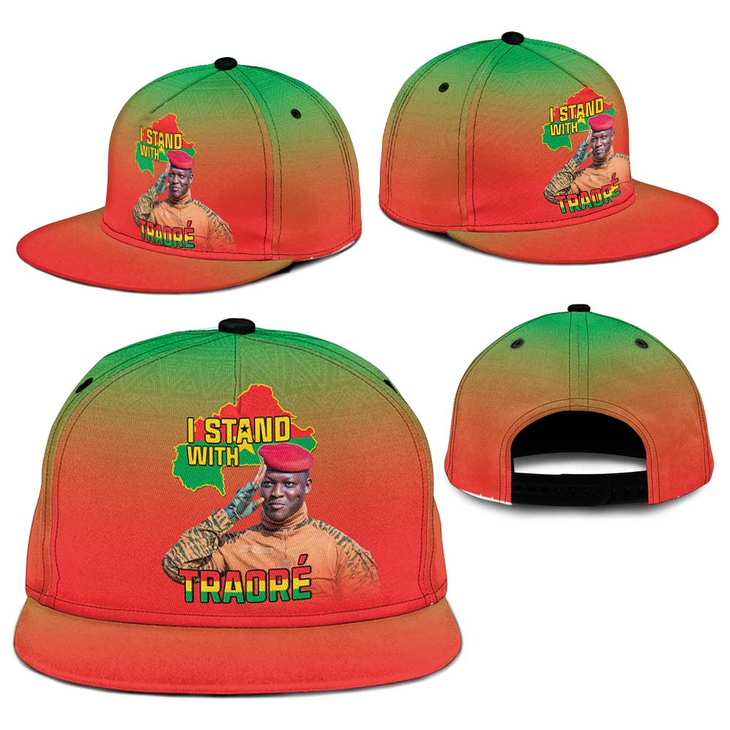 I Stand With Traore Snapback Cap Burkina Faso Flag Map - African Pattern - Wonder Print Shop