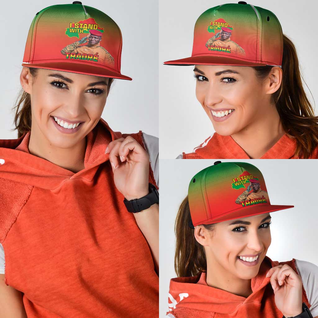 I Stand With Traore Snapback Cap Burkina Faso Flag Map - African Pattern - Wonder Print Shop