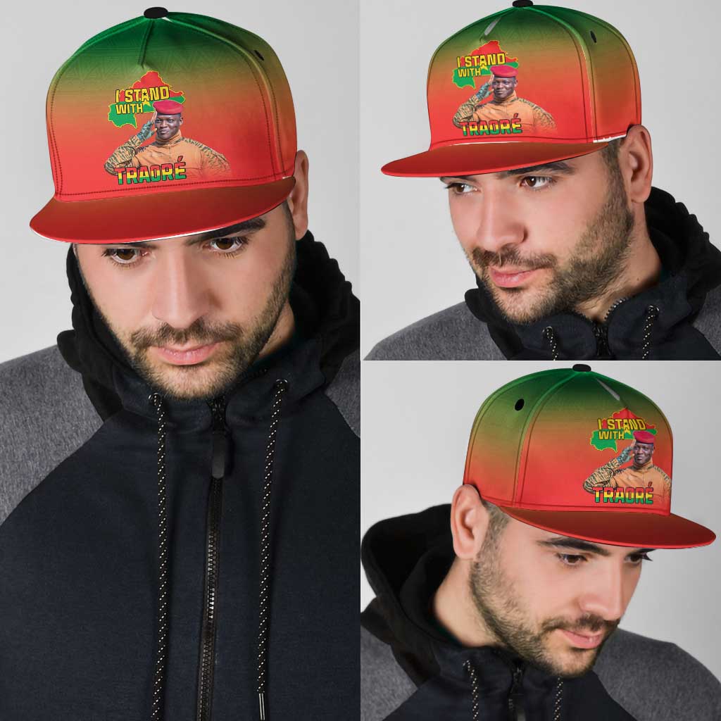 I Stand With Traore Snapback Cap Burkina Faso Flag Map - African Pattern - Wonder Print Shop
