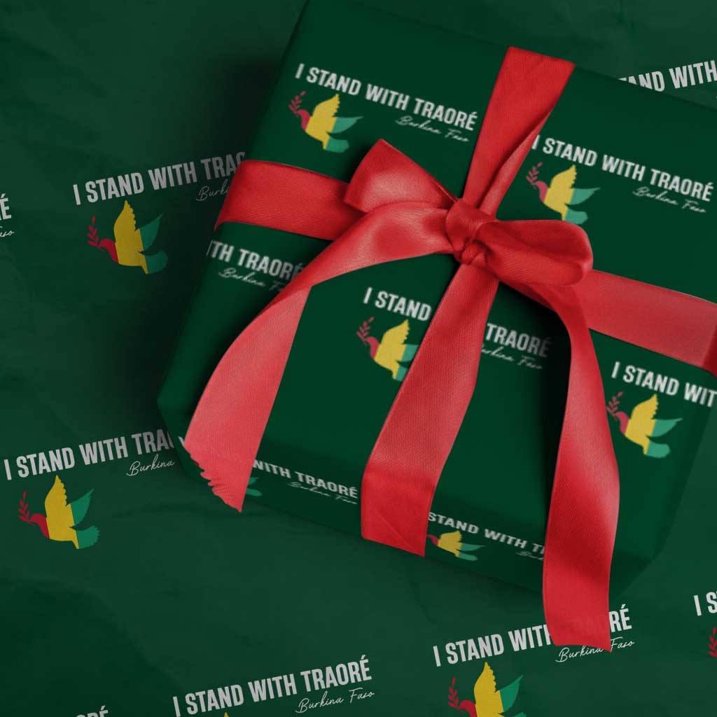 I Stand With Traoré Wrapping Paper Roll Burkina Faso Peace Dove - Wonder Print Shop