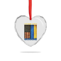 I Stand With Ukraine Heart Crystal Glass Ornament Ukrainian American Flag - Wonder Print Shop