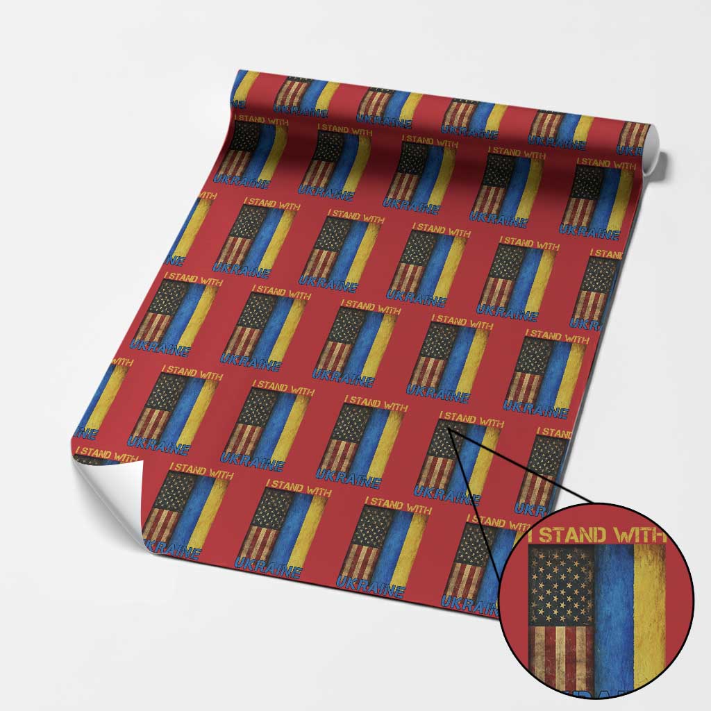 I Stand With Ukraine Wrapping Paper Roll Ukrainian American Flag - Wonder Print Shop