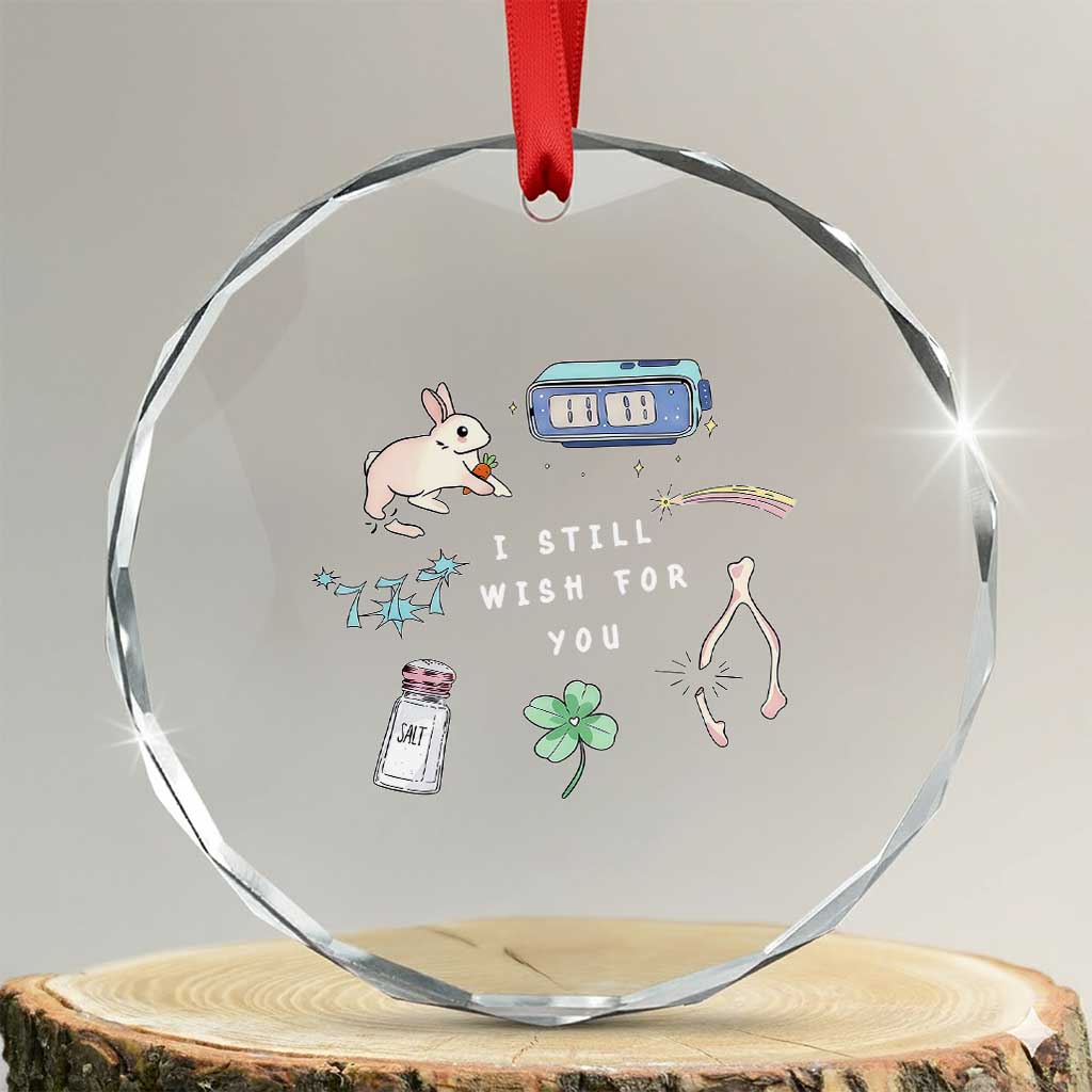 I Still Wish for You Lucky Rabbit 1111 Stars Clover Signs Crystal Glass Ornament
