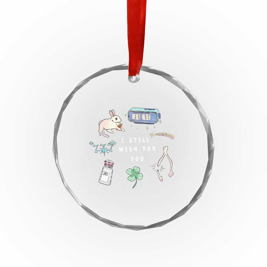 I Still Wish for You Lucky Rabbit 1111 Stars Clover Signs Crystal Glass Ornament