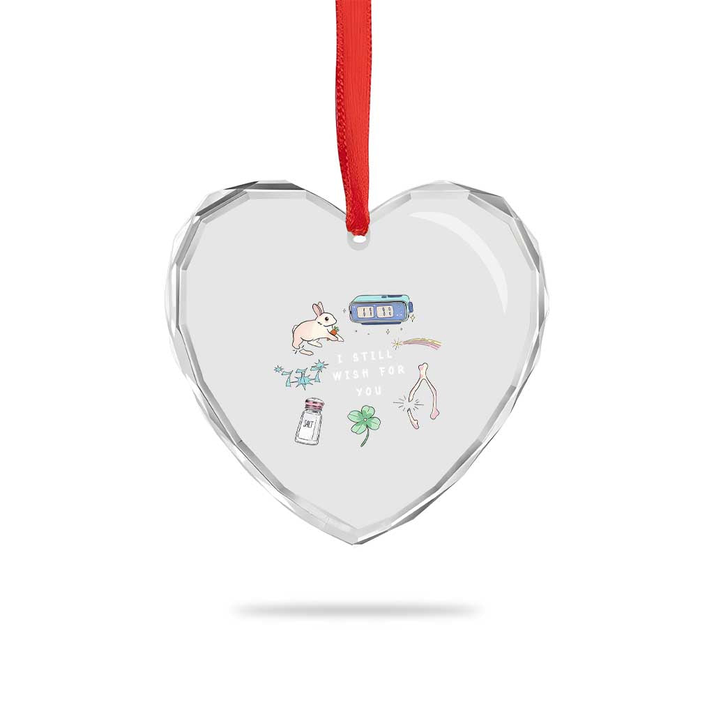 I Still Wish for You Lucky Rabbit 1111 Stars Clover Signs Heart Crystal Glass Ornament