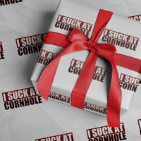 I Suck At Cornhole Wrapping Paper Roll Funny Bean Bag Toss Game
