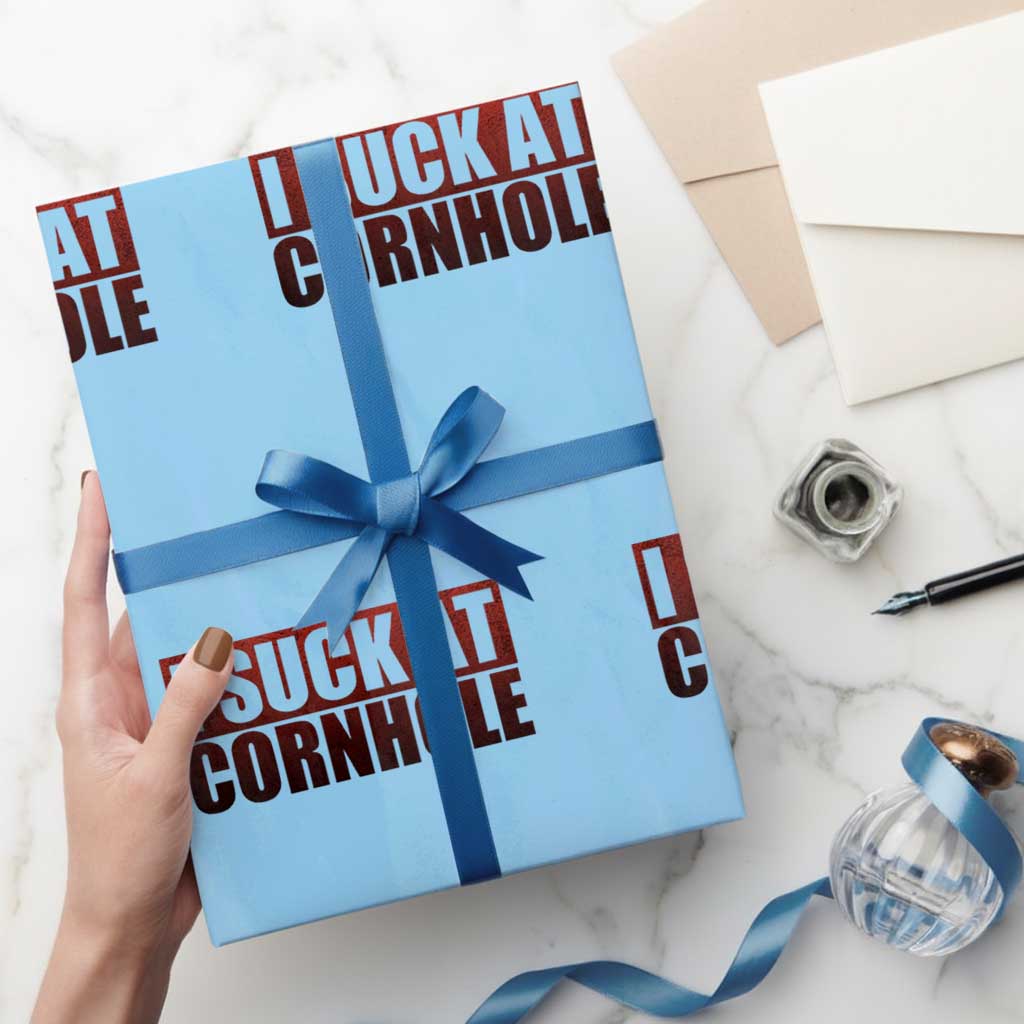 I Suck At Cornhole Wrapping Paper Roll Funny Bean Bag Toss Game