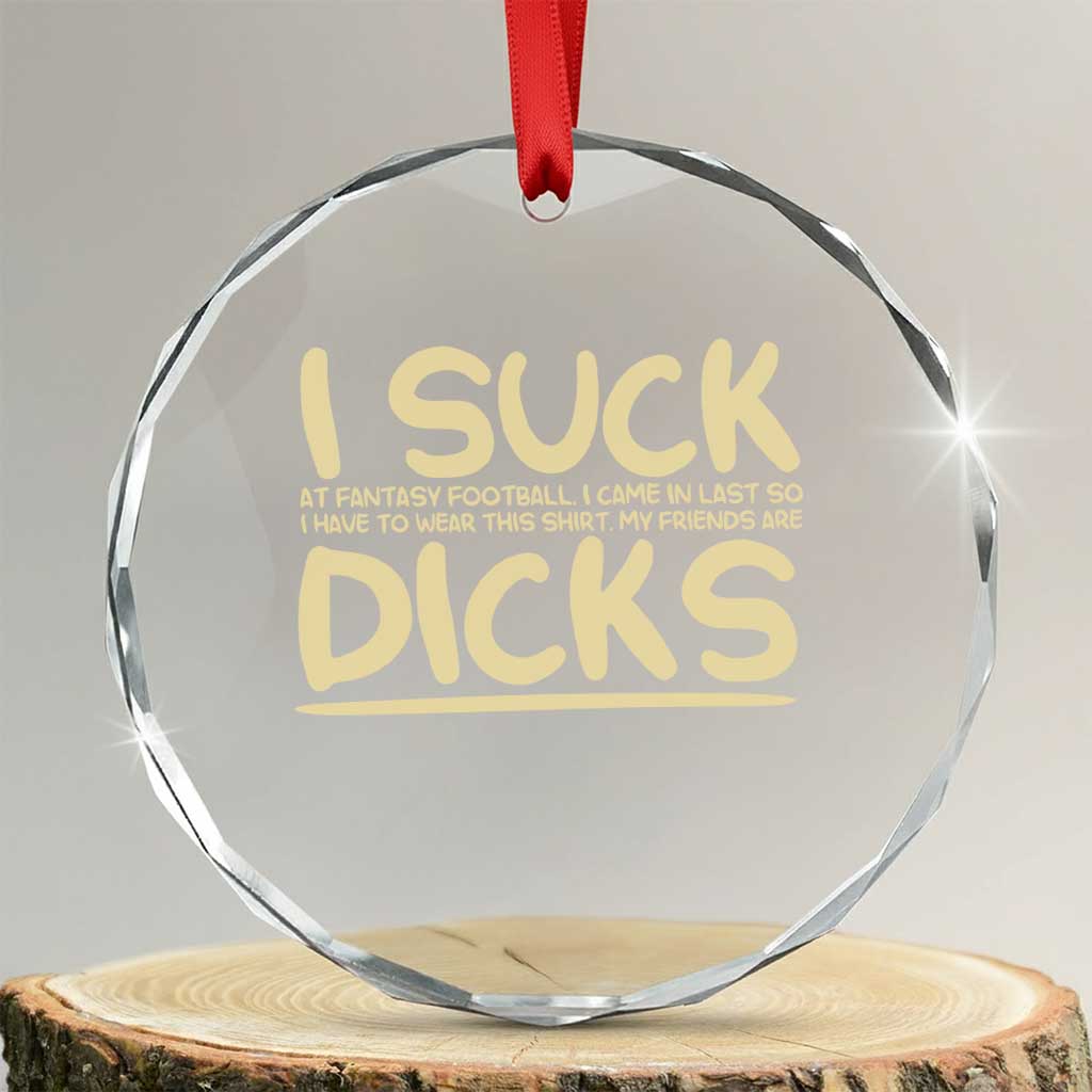 I Suck At Fantasy Football Crystal Glass Ornament Funny My Friends Are Draft Party Commish FFL TS10