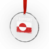I Support Greenland Crystal Glass Ornament Grunge Flag