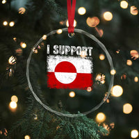 I Support Greenland Crystal Glass Ornament Grunge Flag