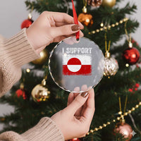 I Support Greenland Crystal Glass Ornament Grunge Flag