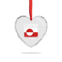 I Support Greenland Heart Crystal Glass Ornament Grunge Flag