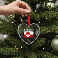 I Support Greenland Heart Crystal Glass Ornament Grunge Flag