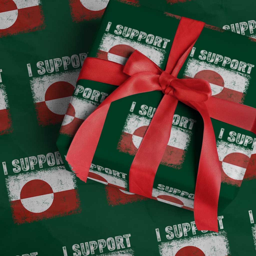 I Support Greenland Wrapping Paper Roll Grunge Flag