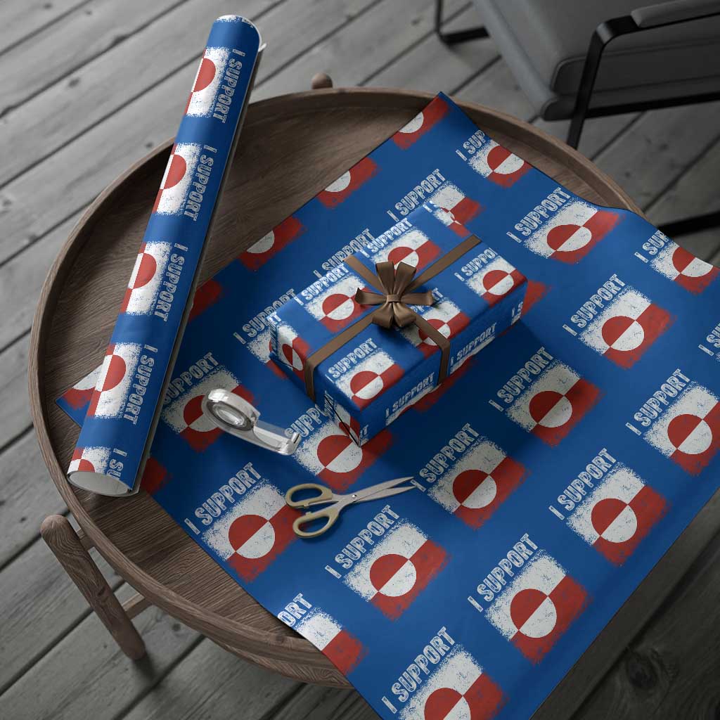 I Support Greenland Wrapping Paper Roll Grunge Flag