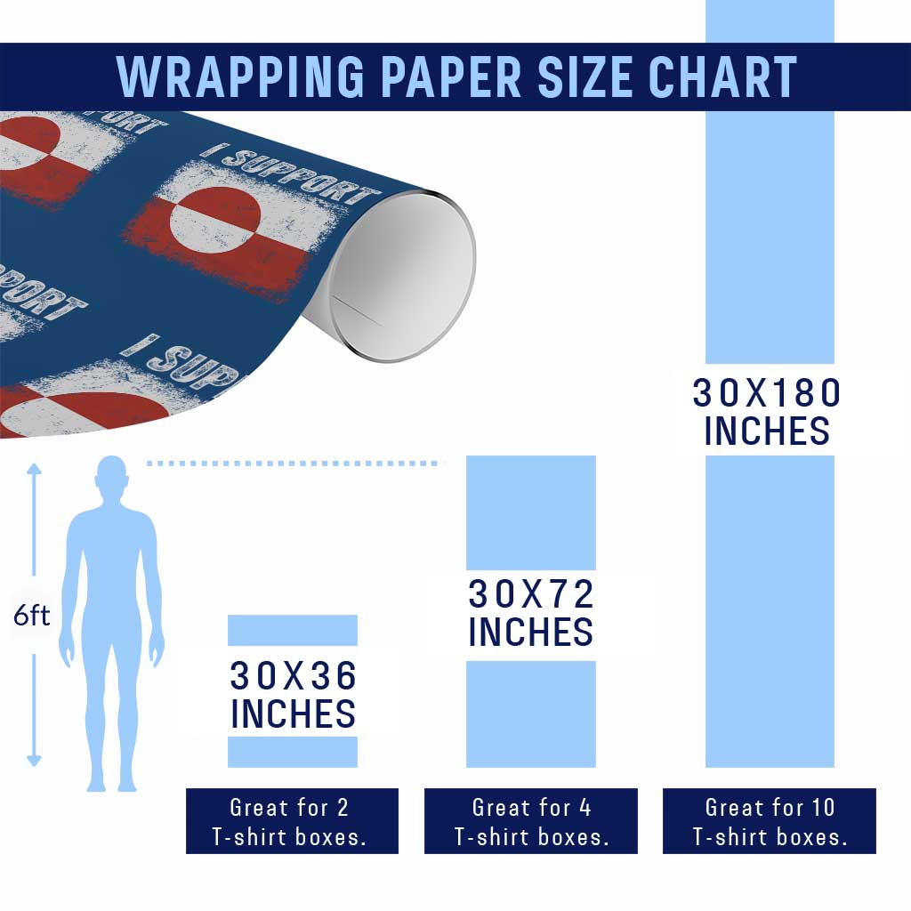 I Support Greenland Wrapping Paper Roll Grunge Flag