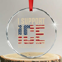 I Support ICE Crystal Glass Ornament Immigration Officers Vintage American Flag