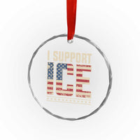 I Support ICE Crystal Glass Ornament Immigration Officers Vintage American Flag