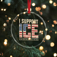 I Support ICE Crystal Glass Ornament Immigration Officers Vintage American Flag
